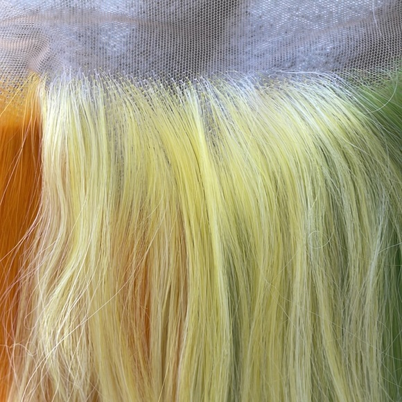 ✨24” 🌈 LEMON LIME-RAINBOW COLORFUL STRAIGHT LACE FRONT WIG *NEW - Picture 4 of 11